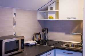 Réfrigérateur, micro-ondes, plaque de cuisson, lave-vaisselle