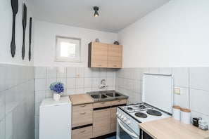 Fridge, cookware/dishes/utensils