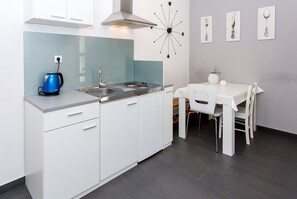 Fridge, stovetop, cookware/dishes/utensils