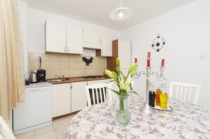 Fridge, microwave, oven, dishwasher