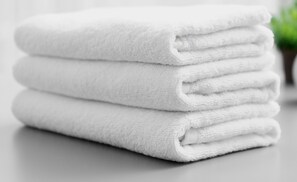 Secadora de cabello, toallas, jabón, papel de baño 