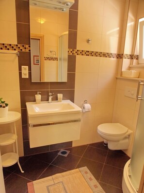 Dusche, Haartrockner, Handtücher