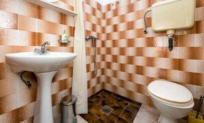 Hair dryer, towels, toilet paper