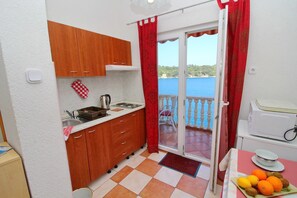 Fridge, microwave, stovetop, toaster