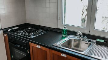 Fridge, oven, stovetop, coffee/tea maker