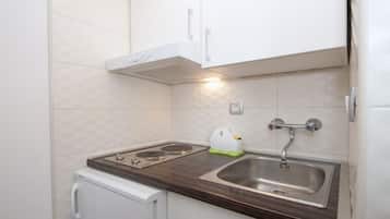 Fridge, stovetop, cookware/dishes/utensils