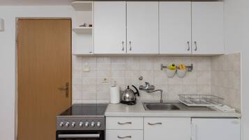 Fridge, oven, stovetop, cookware/dishes/utensils