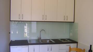 Fridge, oven, stovetop, cookware/dishes/utensils