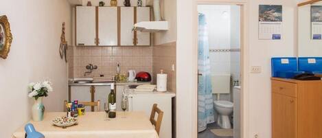 Fridge, oven, stovetop, cookware/dishes/utensils