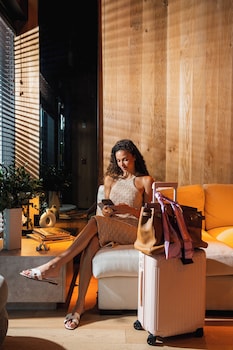 Sitting area in hotel lobby at The March Hotel
