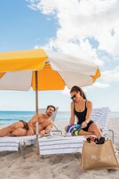 Beach nearby, white sand, sun-loungers, beach umbrellas