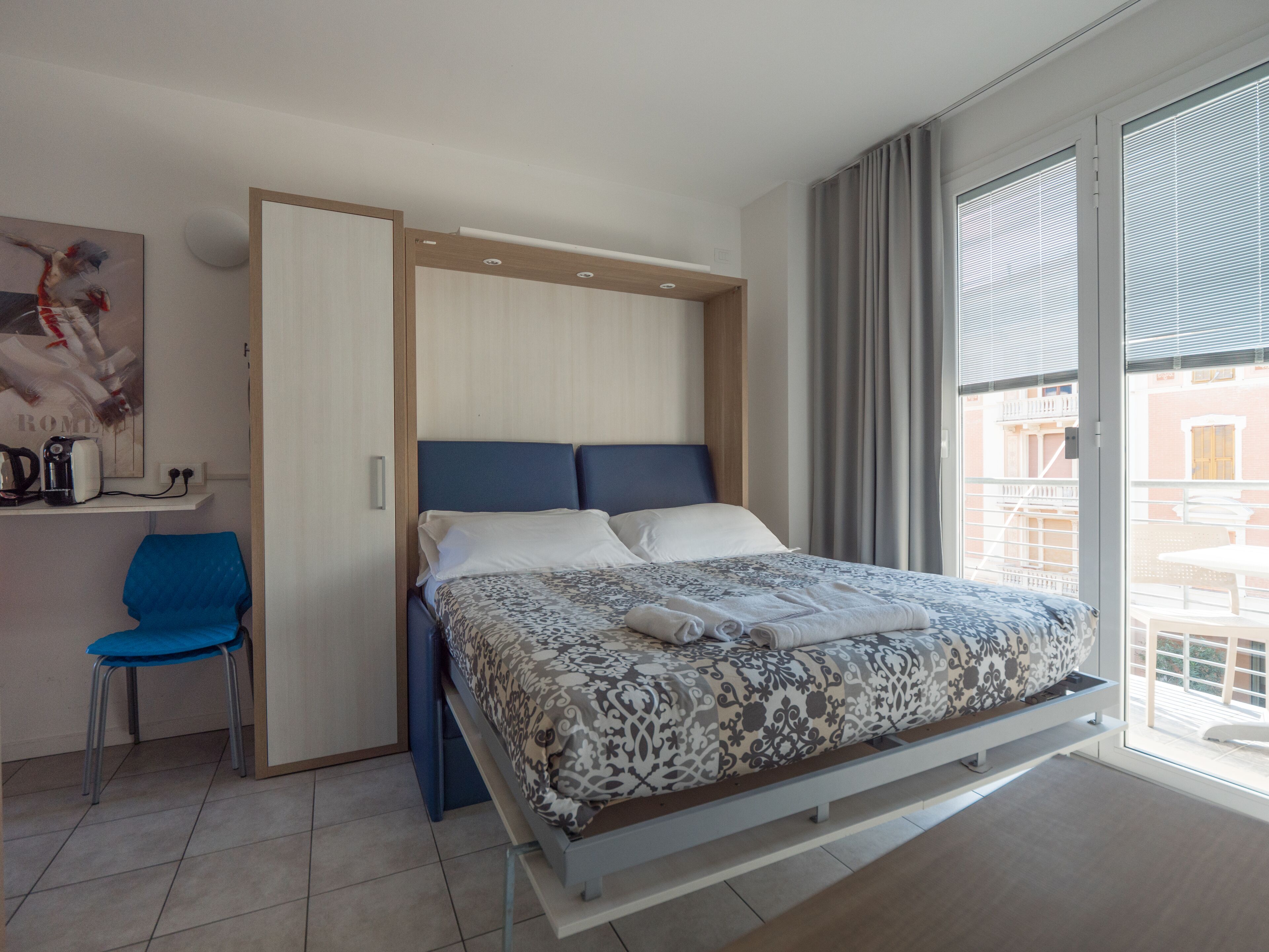 Appartamento, 1 camera da letto, balcone, vista mare parziale (Bilocale) | Biancheria da letto di alta qualità, una cassaforte in camera