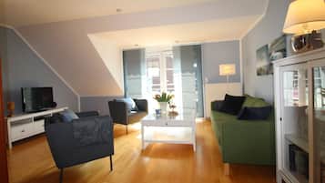 TV, DVD player, books