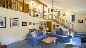 Cabin, 3 Bedrooms | Living area | TV, fireplace, Netflix, DVD player