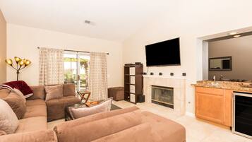 Luxury House, 2 Bedrooms, Private Pool | Living area | Flat-screen TV