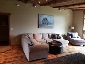 Smart TV, fireplace, DVD player, books