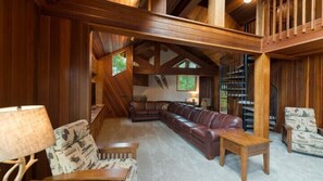 Cabin (Four Seasons) | Living area | Flat-screen TV, fireplace, DVD player