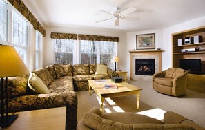 TV, fireplace, DVD player, stereo