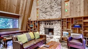 Cabin (Sierra Haven) | Living room | Flat-screen TV, fireplace