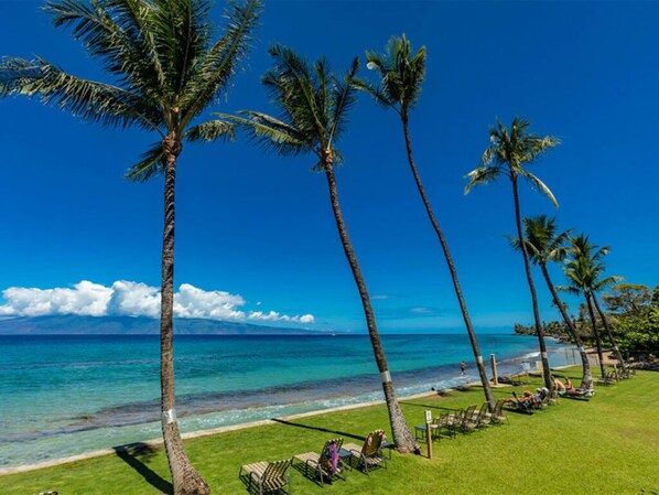 On the beach, beach towels