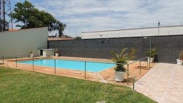 Outdoor pool, sun loungers