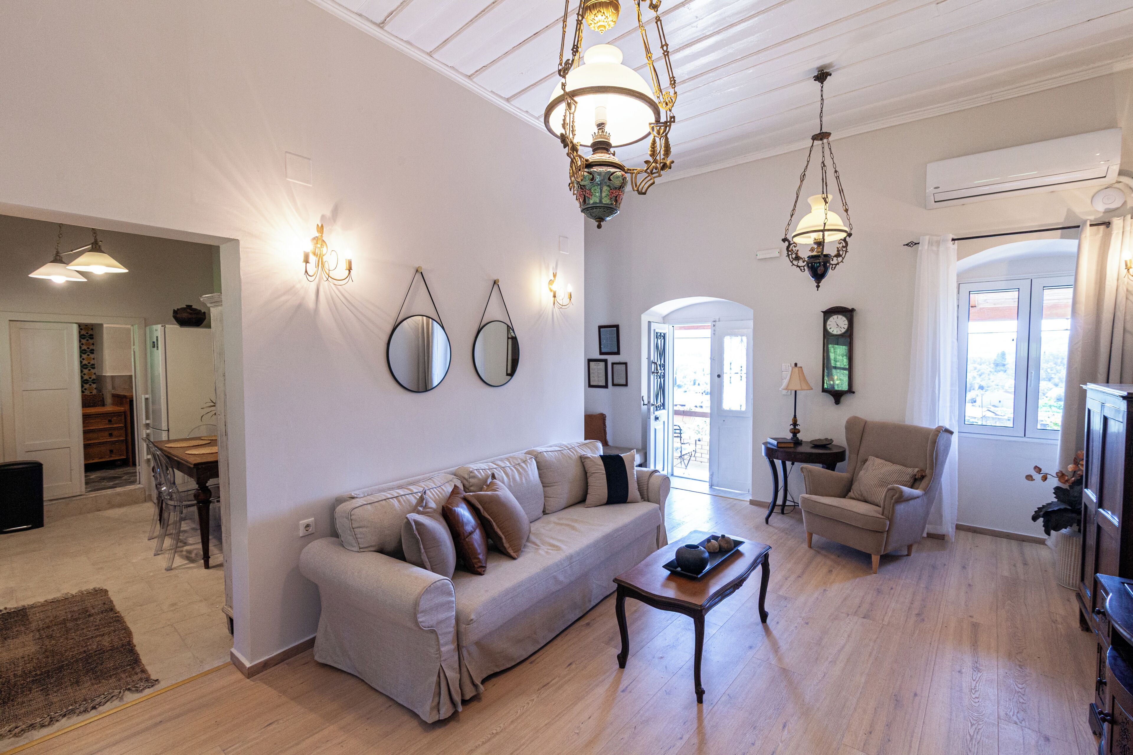 Traditional Quadruple Room, 2 Bedrooms | Living area | 43-inch flat-screen TV with satellite channels, TV, fireplace