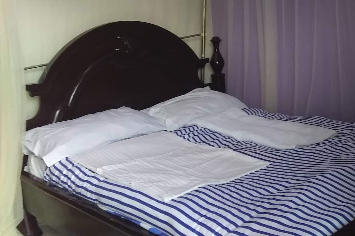 Desk, laptop workspace, free WiFi, bed sheets