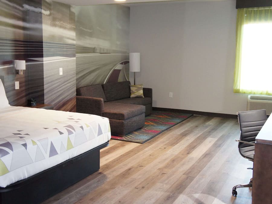 Business kamer, 1 kingsize bed, niet-roken | Een bureau, een laptopwerkplek, een strijkplank/strijkijzer