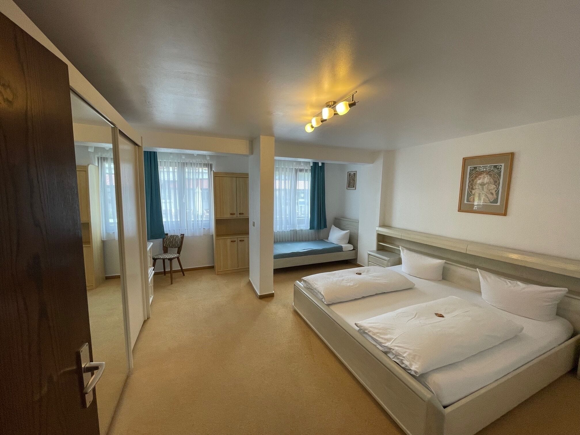 family room | minibar, desk, blackout curtains, soundproofing