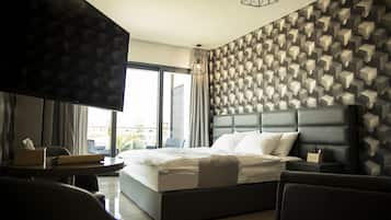 Sábanas de algodón egipcio, ropa de cama de alta calidad y minibar
