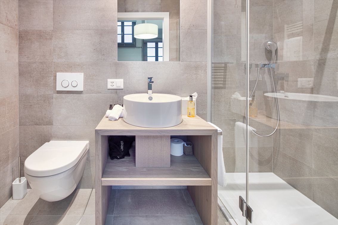 superior room | bathroom | shower, hair dryer, towels, soap