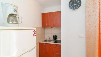 Fridge, stovetop, cookware/dishes/utensils