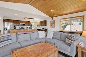 House, Multiple Beds, Patio, Partial Sea View (1475) | Living area | Fireplace - I Love View #1475 (Big Bear City)