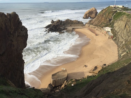 On the beach, sun loungers. Terra Luso estate near Serra de Montejunto.
