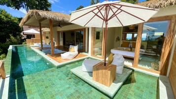 Luxury Villa, 2 Bedrooms, Private Pool, Sea View | Terrace/patio