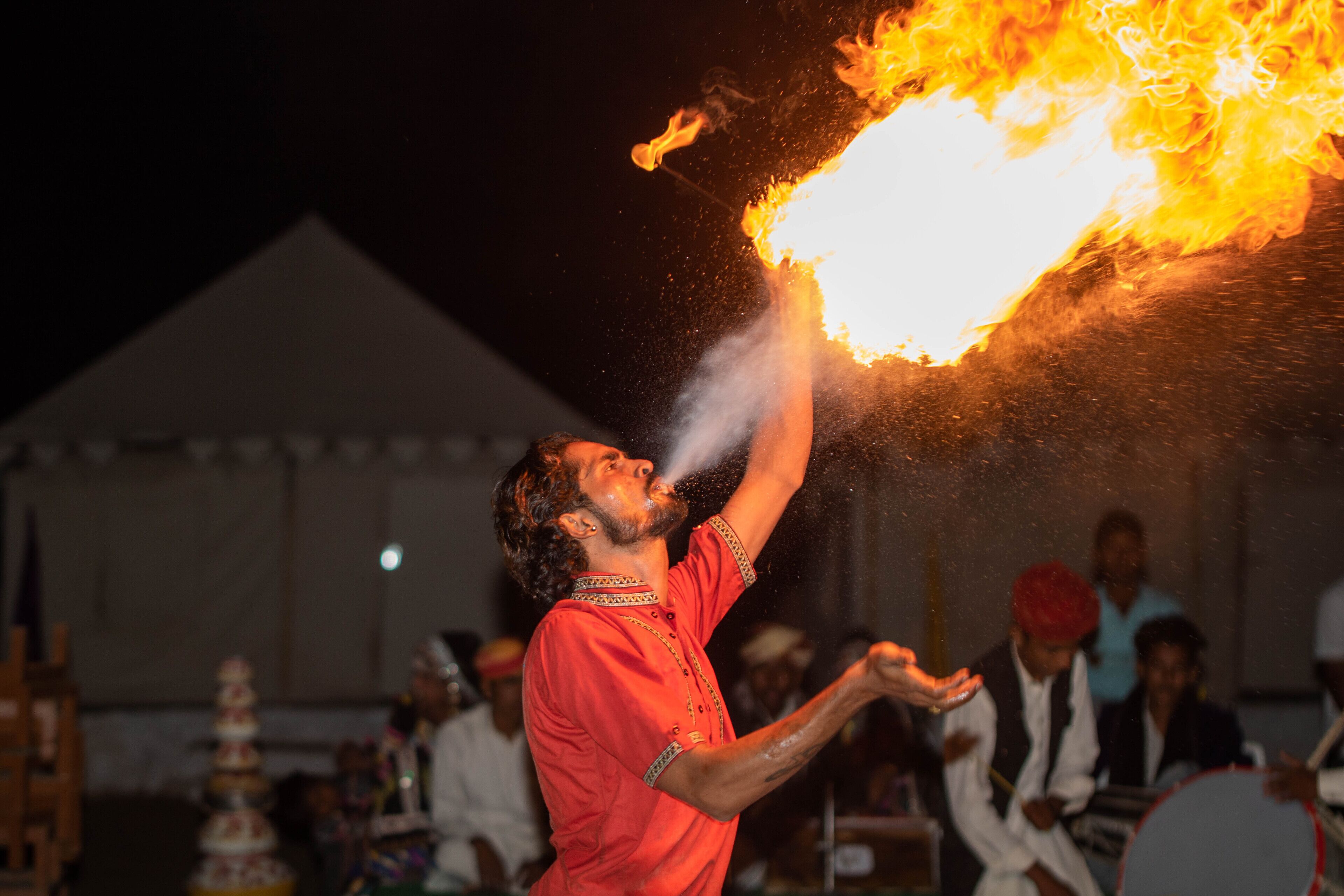 A person performing with fire.