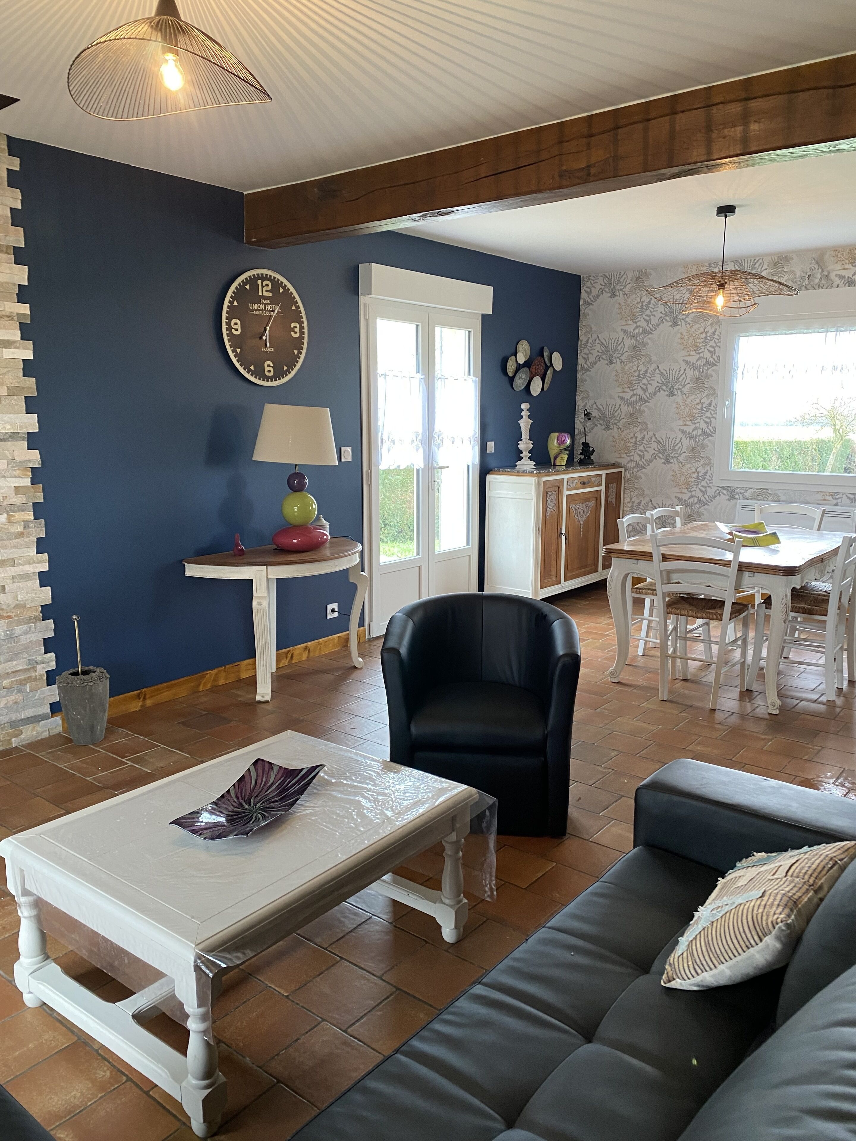 Una televisión, una chimenea, libros