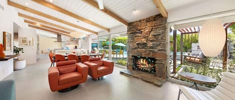 TV, fireplace, ping pong, printers