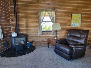 TV, fireplace, DVD player, books