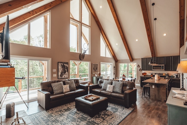 Smart TV, fireplace, foosball