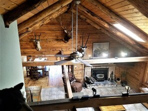 TV, fireplace, offices