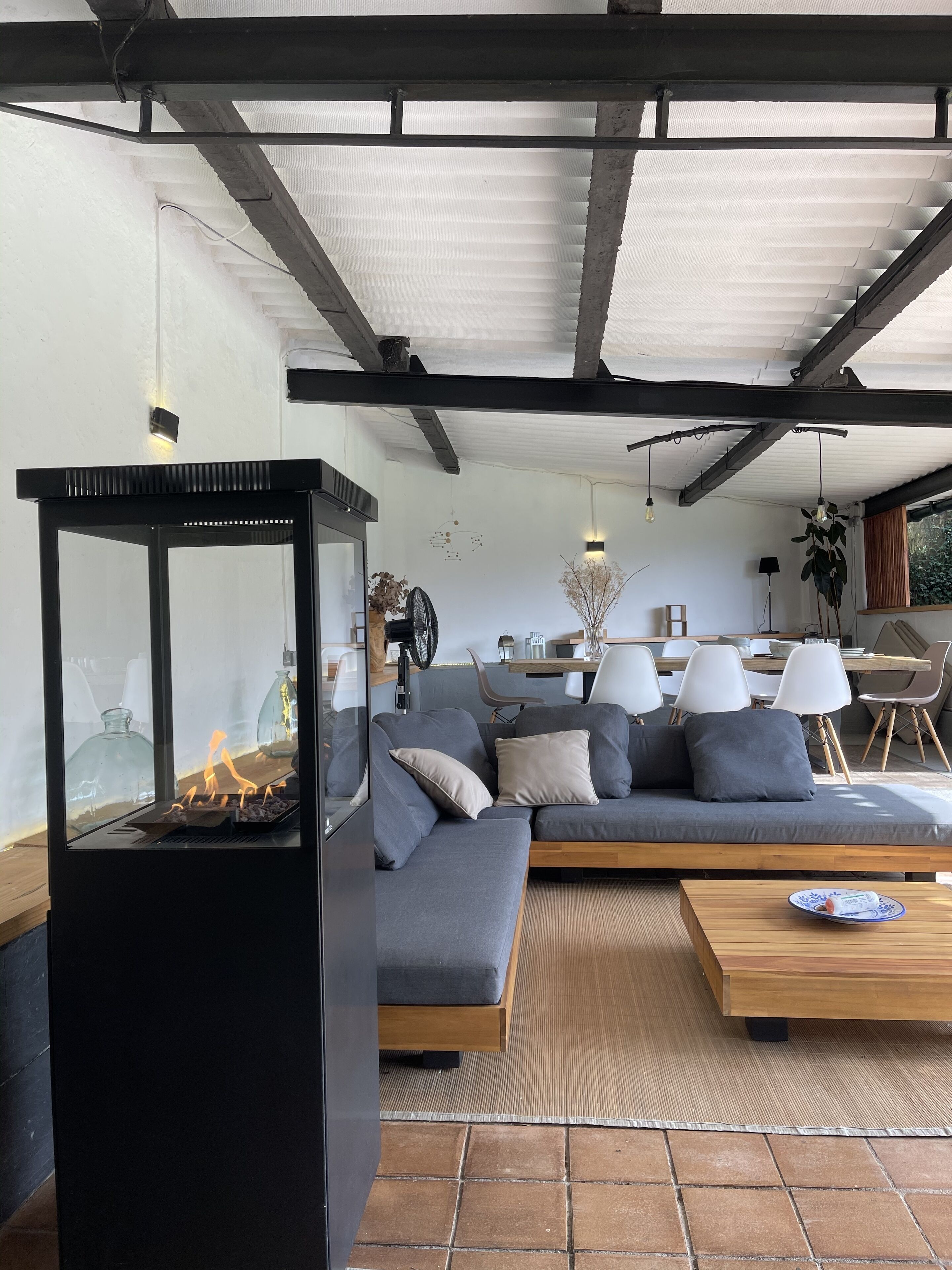 TV, fireplace, video games, DVD player