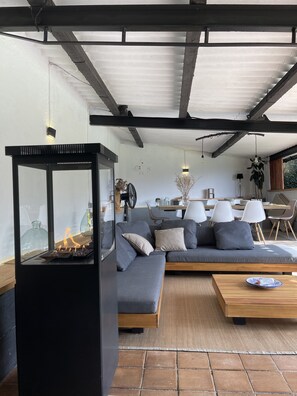 Televisor, llar de foc, videojocs i reproductor de DVD