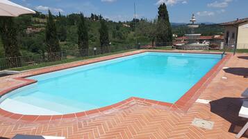 Außenpool (je nach Saison geöffnet), Sonnenschirme, Liegestühle