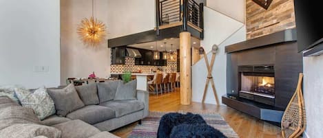 TV, fireplace, offices