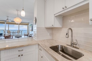 Fridge, microwave, oven, stovetop - 3BD Oceanfront Menehune Shores 414 (Kihei)