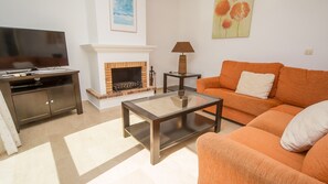 TV, fireplace