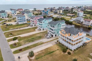 Aerial view - Oceanview Dog Friendly with Private Pool, Hot Tub, Elevator, Game Room, Theater (Rodanthe)