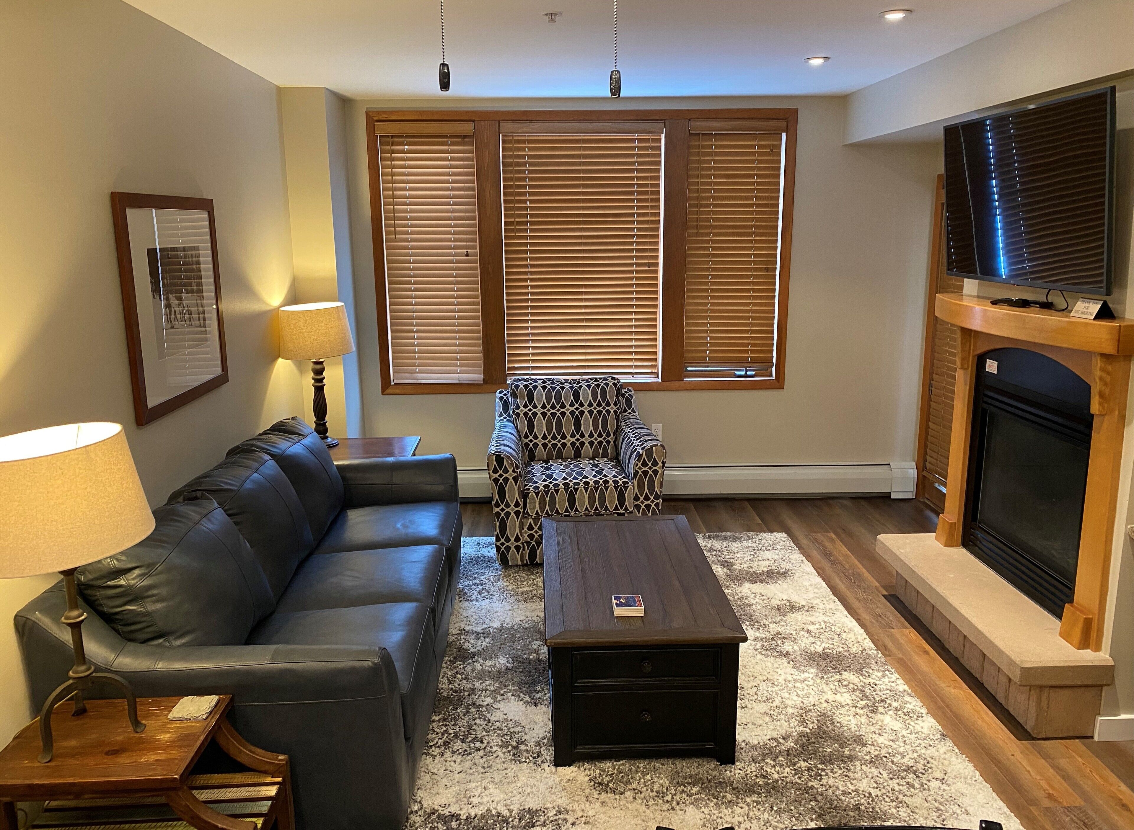 Smart TV, chimenea y reproductor de DVD 