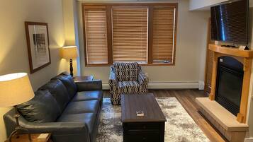 Smart TV, chimenea y reproductor de DVD